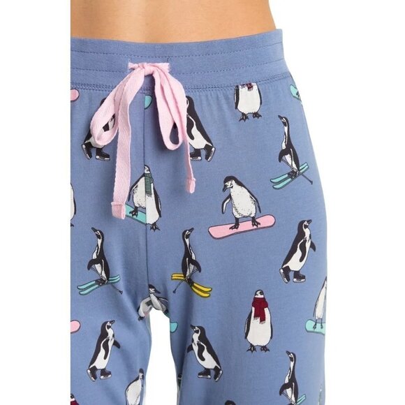 Cozy Zoe Womens Pink Blue Penguins Long Sleeve Pajamas 2 Pc Sets Sz S New - Picture 4 of 9